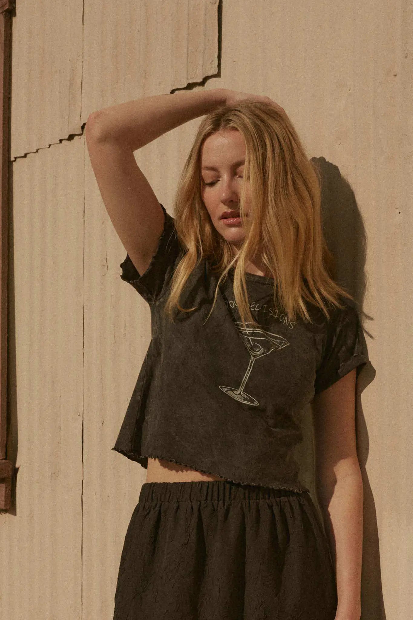 Pour Decisions Martini Cropped Graphic Baby Tee