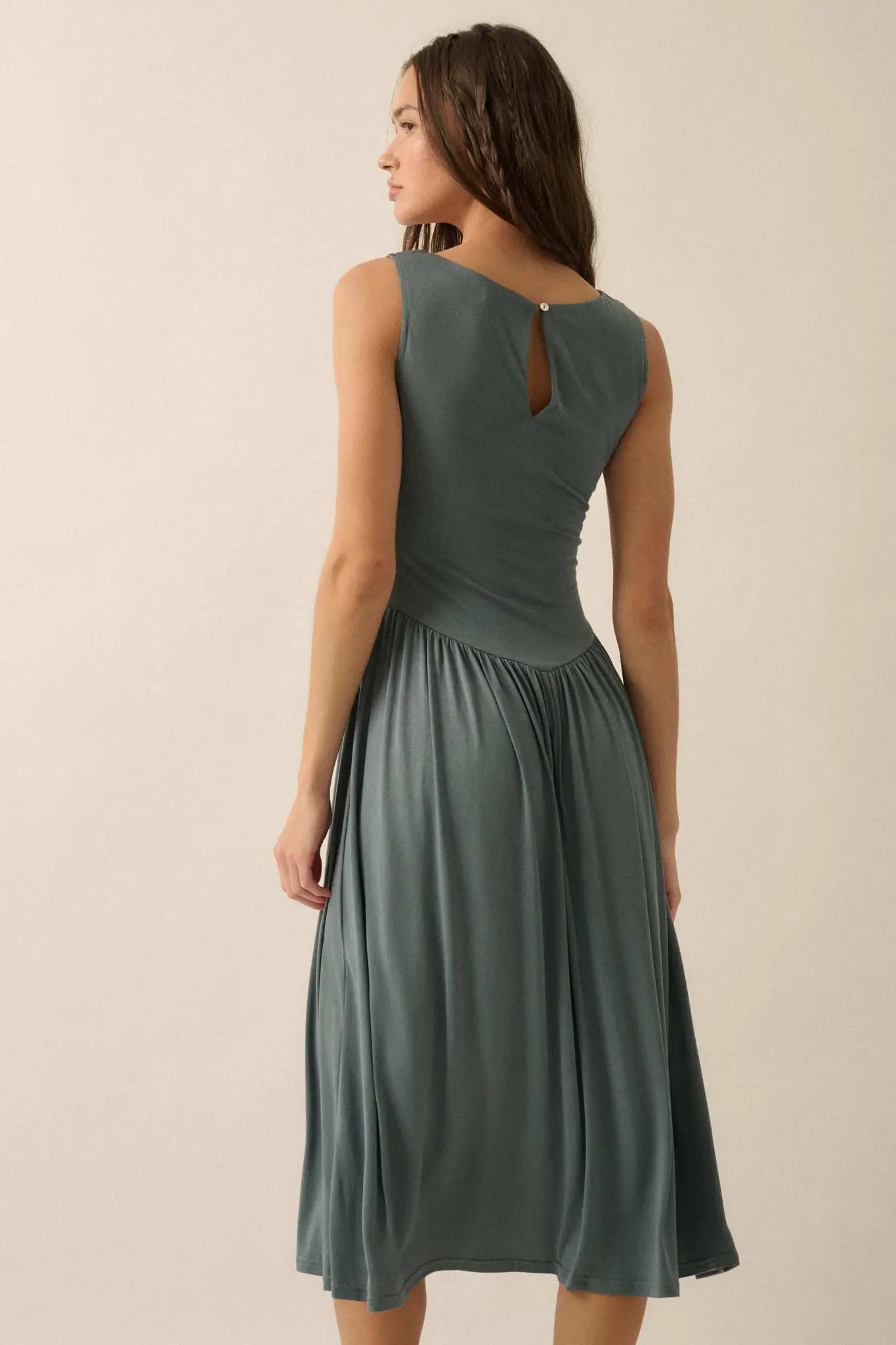 Best Day Sleeveless Drop-Waist Modal Midi Dress