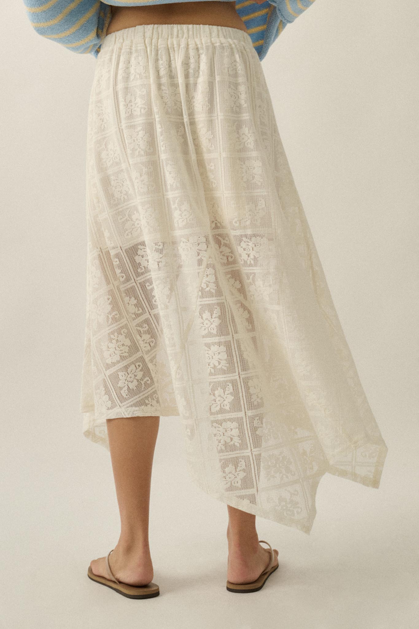 Free Your Soul Floral Lace Handkerchief Midi Skirt
