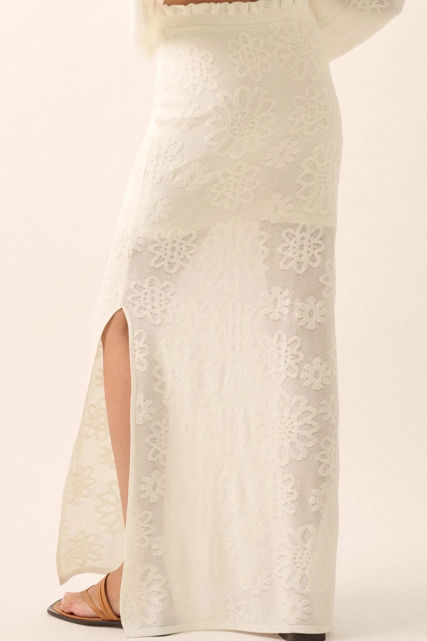 Flowers Forever Floral Jacquard Knit Maxi Skirt