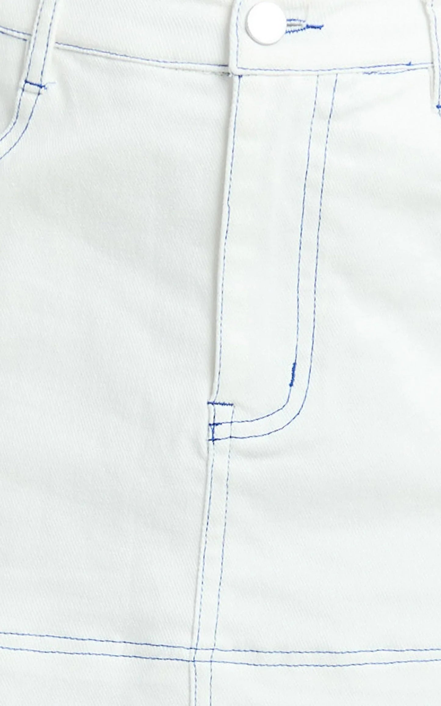 Richelle Skort - Mid Waisted Mini Skirt With Contrast Stitch Detail in Off White