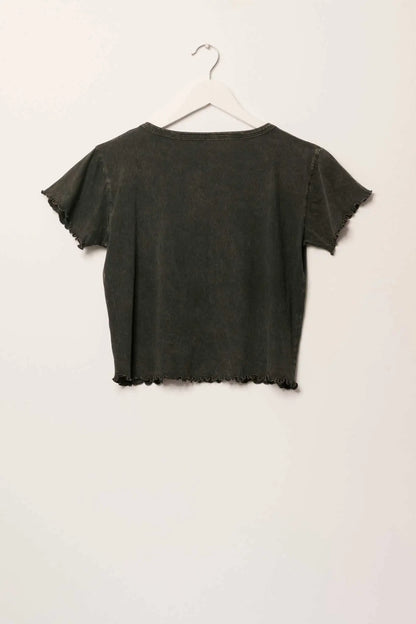 Mon Amour Cropped Lettuce-Edge Graphic Baby Tee