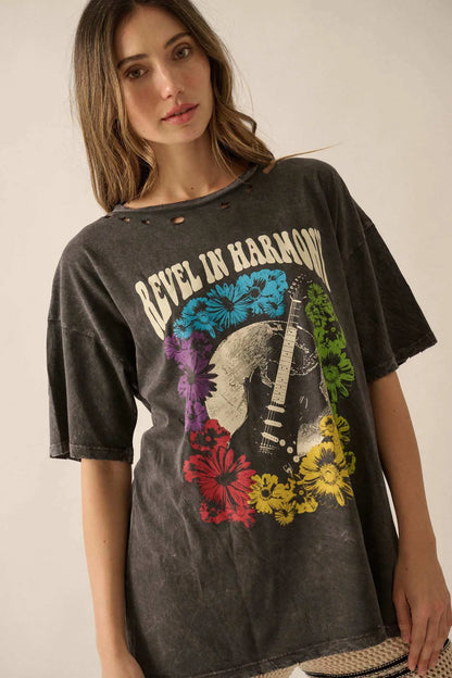 Revel in Harmony Distressed Guitar Graphic Tee