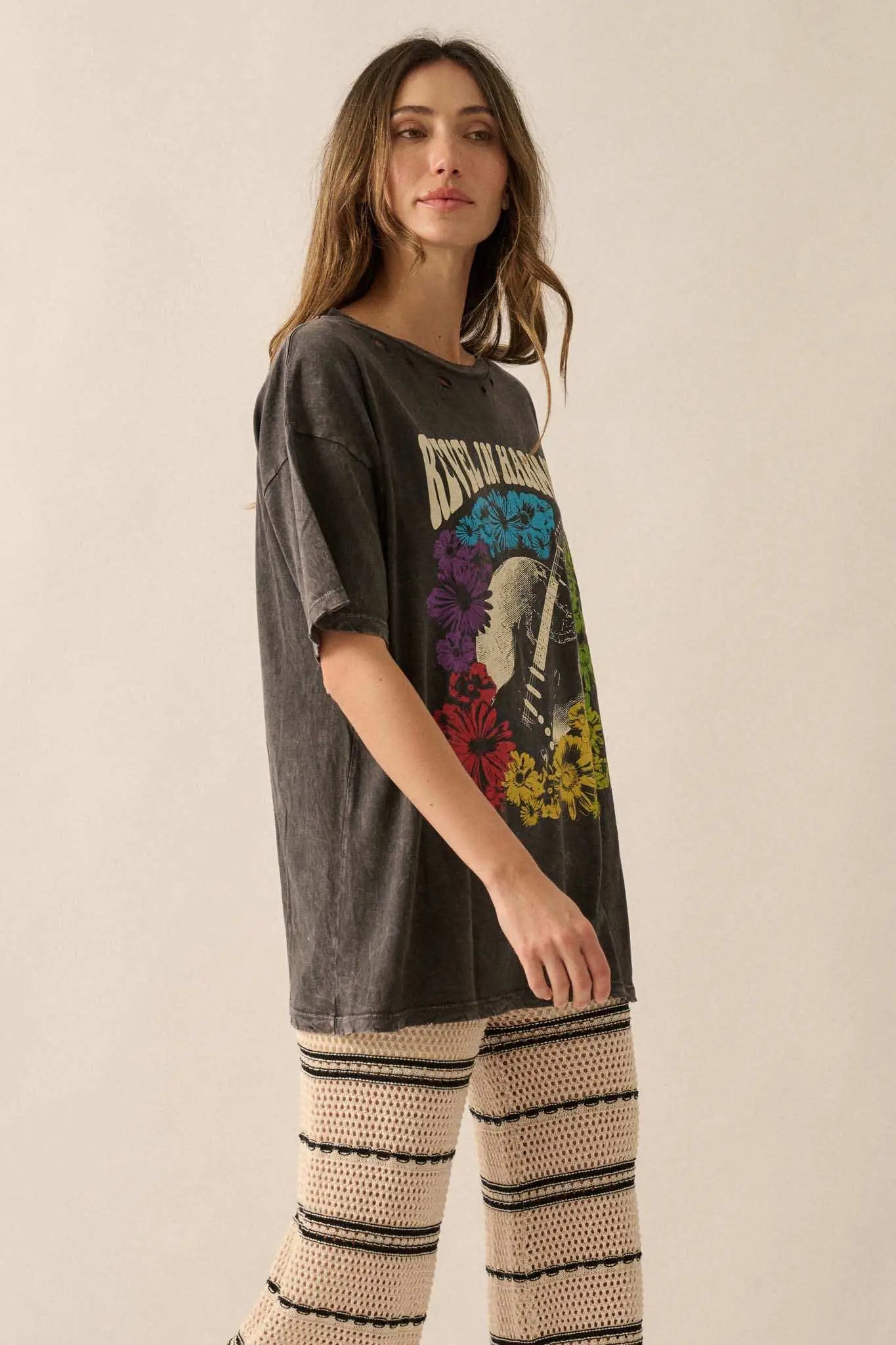 Revel in Harmony Distressed Guitar Graphic Tee