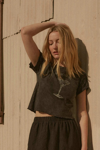 Pour Decisions Martini Cropped Graphic Baby Tee