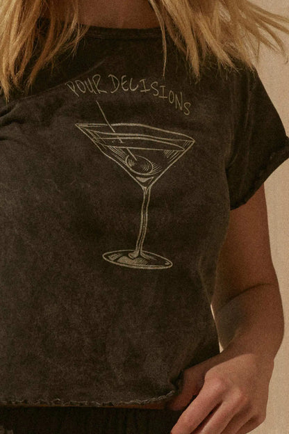 Pour Decisions Martini Cropped Graphic Baby Tee