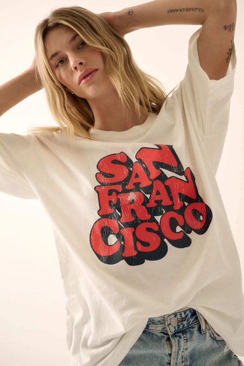 San Francisco Vintage-Print Oversize Graphic Tee