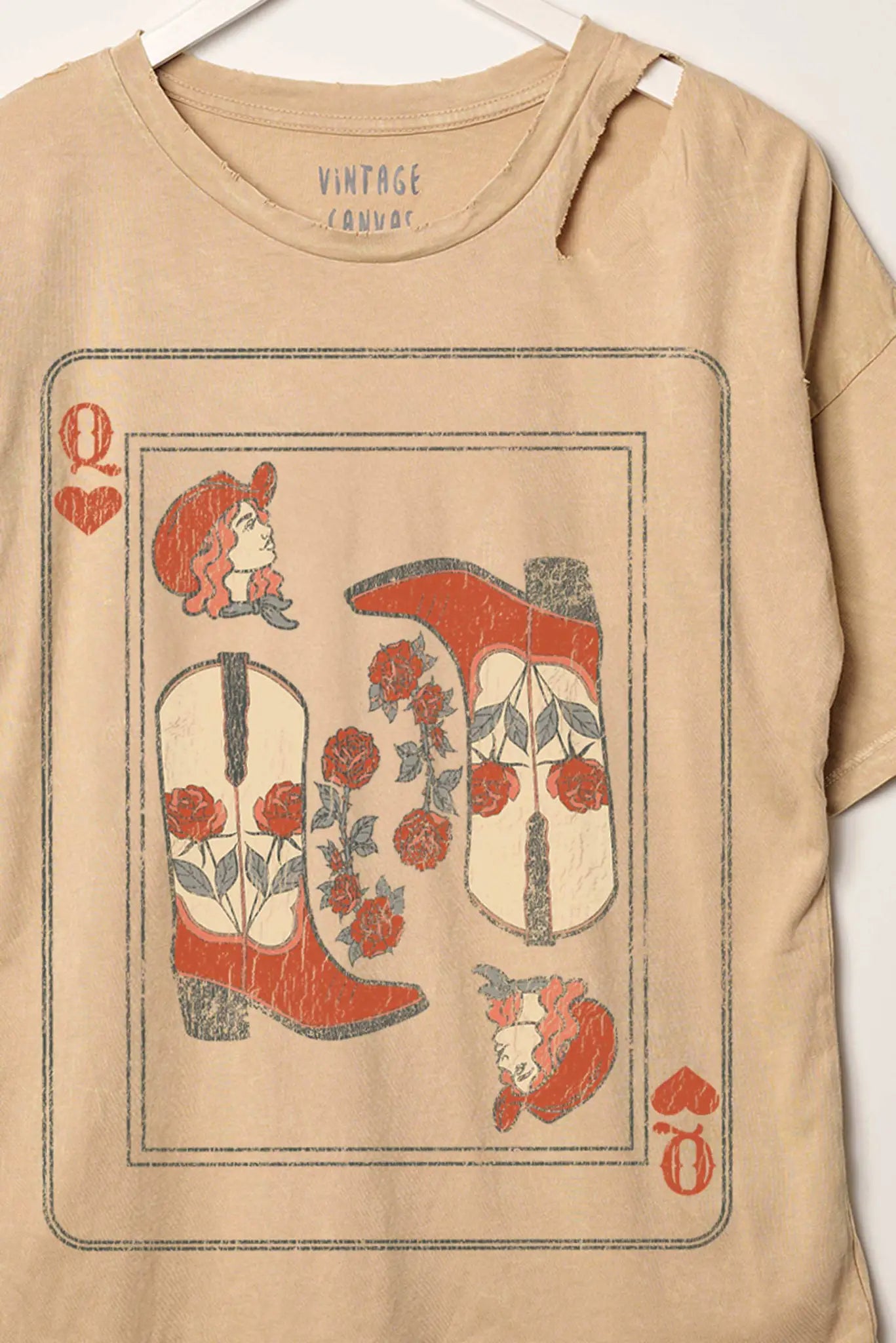 Cowgirl Queen of Hearts Slashed Graphic Tee