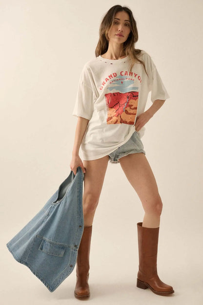 Grand Canyon Park Distressed Oversize Graphic Tee