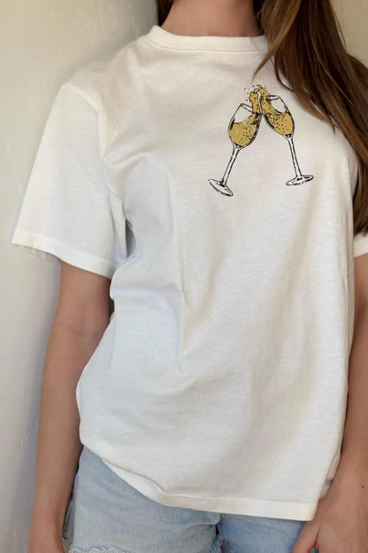 Champagne Toast Vintage-Print Graphic Tee