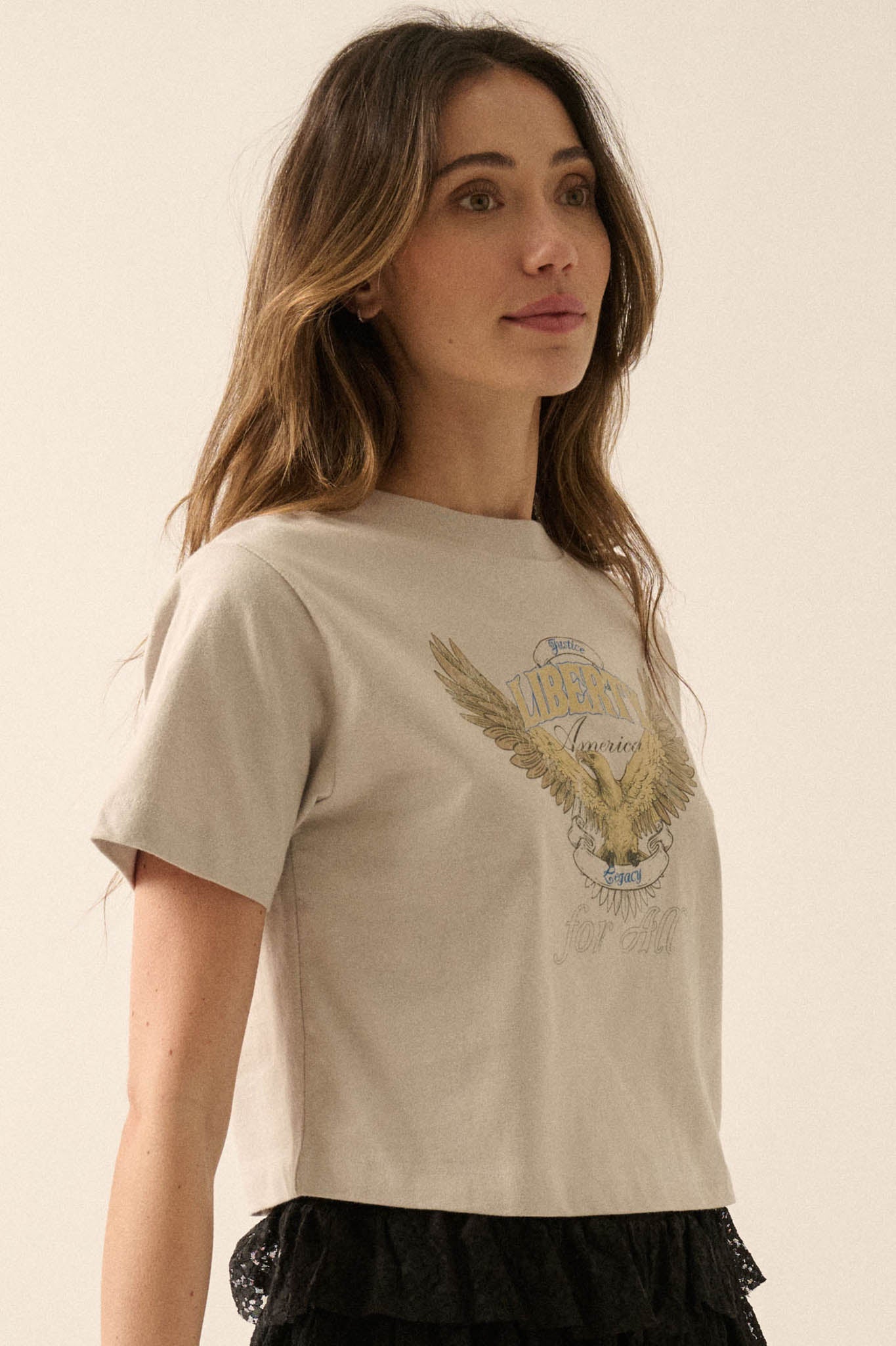 Liberty for All Garment-Dyed Cropped Graphic Tee