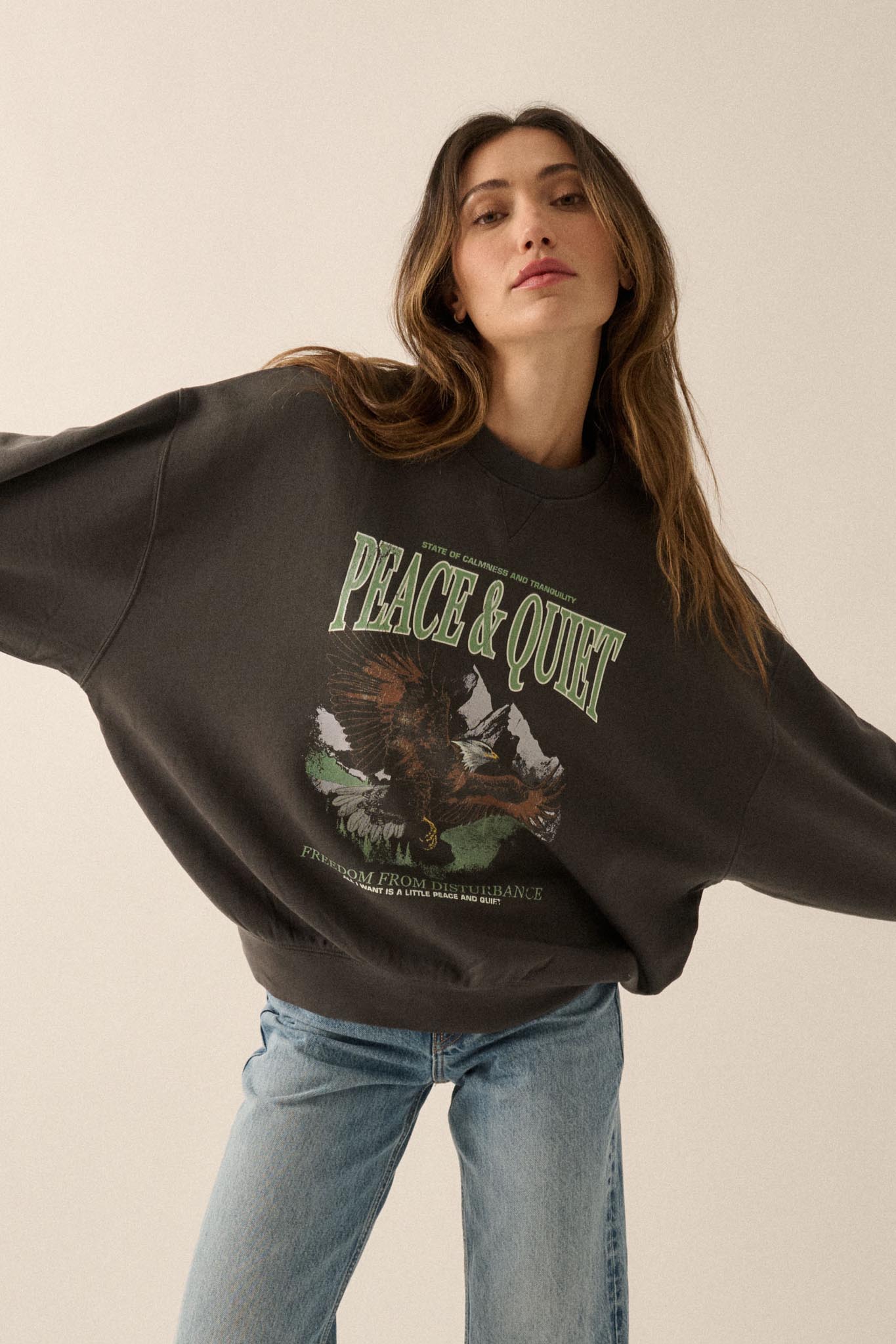 Peace & Quiet Vintage-Print Graphic Sweatshirt