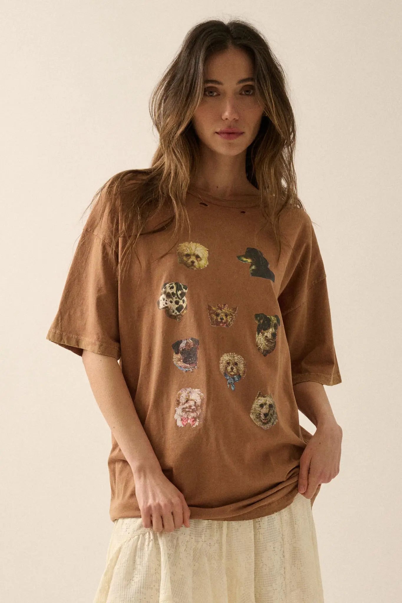 Good Dogs Distressed Oversize Graphic Tee