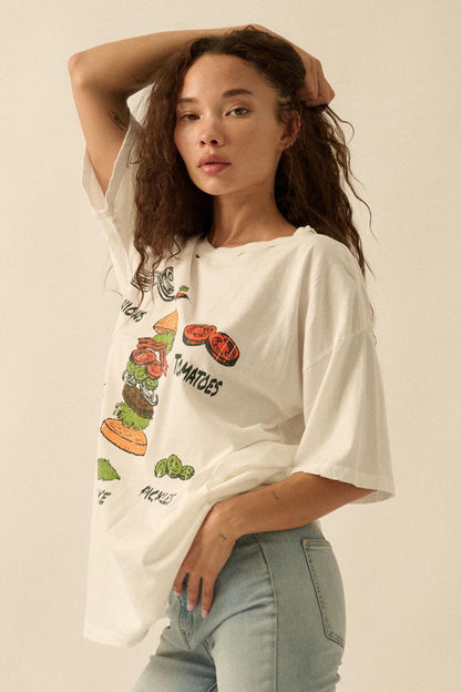 Burger Time Distressed Oversize Graphic Tee