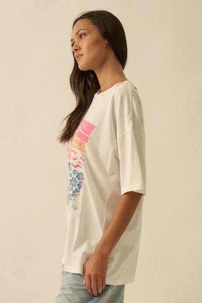 Soleil Beach Distressed Oversize Graphic Tee