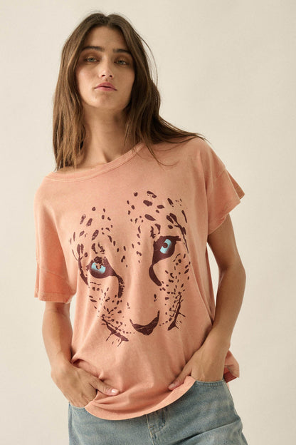 Hungry Eyes Vintage-Wash Cheetah Graphic Tee