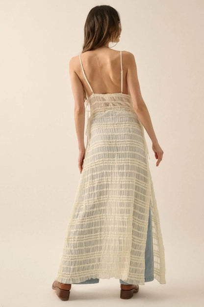 Careless Whisper Sheer Ruffled Chiffon Maxi Dress