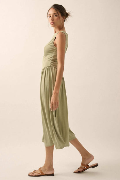 Best Day Sleeveless Drop-Waist Modal Midi Dress