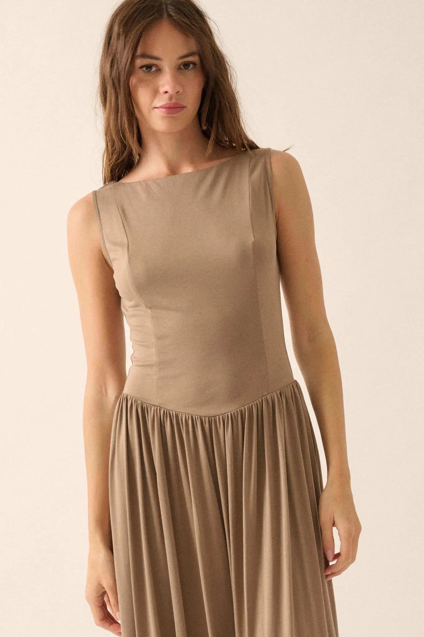 Best Day Sleeveless Drop-Waist Modal Midi Dress