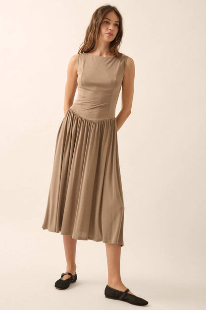 Best Day Sleeveless Drop-Waist Modal Midi Dress