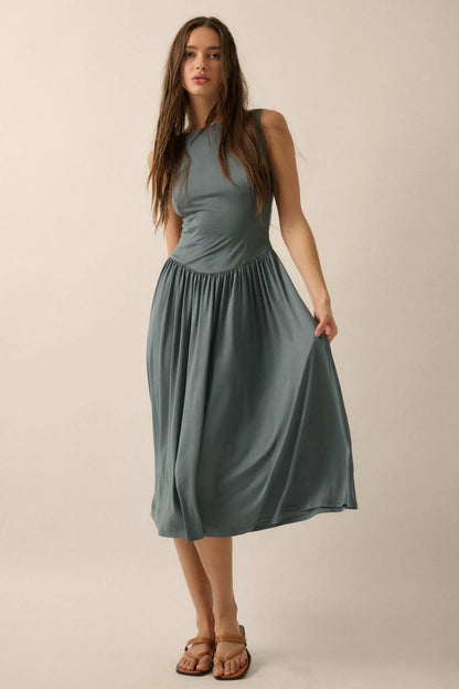 Best Day Sleeveless Drop-Waist Modal Midi Dress