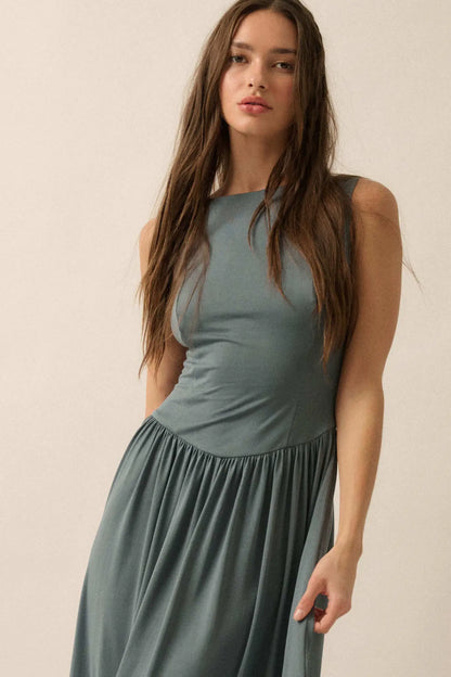 Best Day Sleeveless Drop-Waist Modal Midi Dress