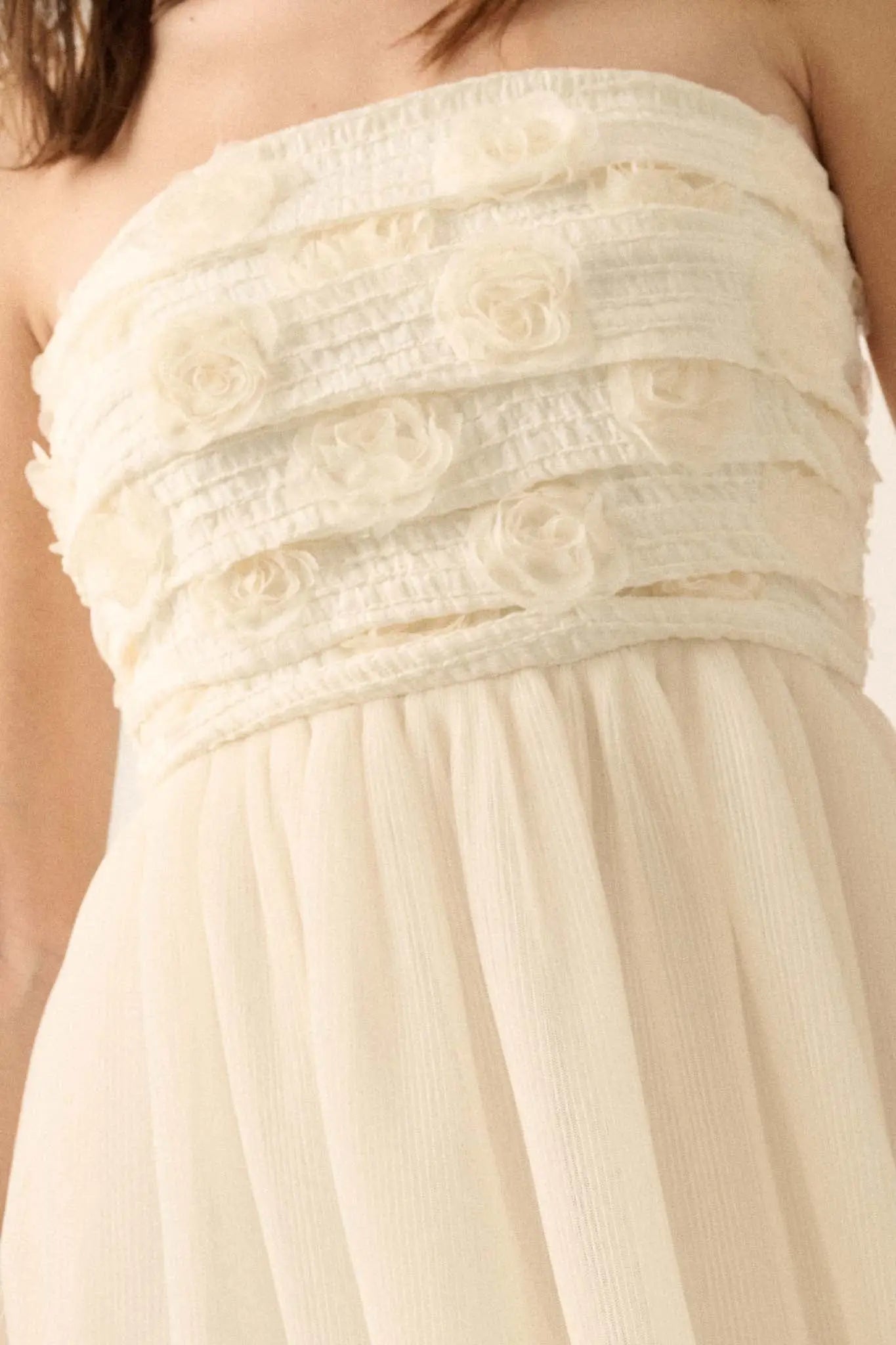 Blooming Beauty 3D Floral Lace High-Low Maxi Dress