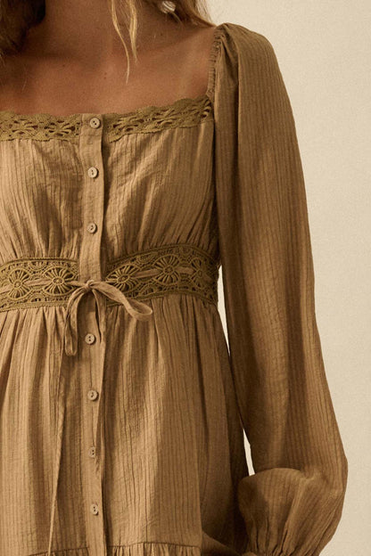 Love Song Striped Button-Front Tiered Maxi Dress