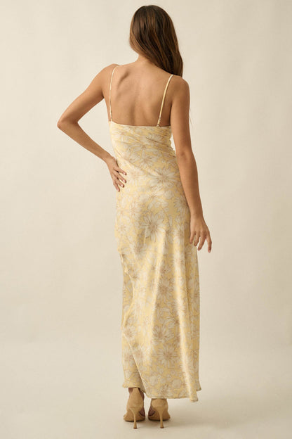 Darling Daisy Floral Satin Maxi Slip Dress