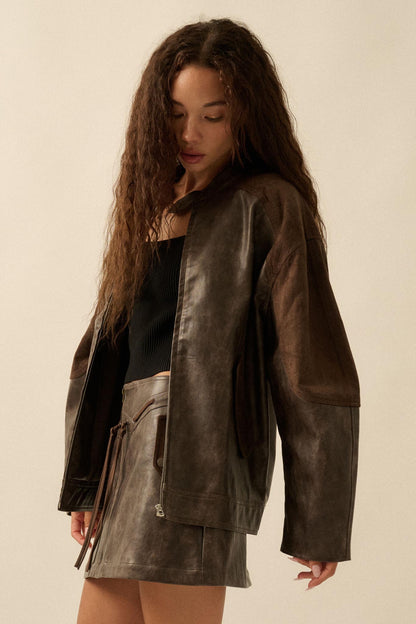 Open Road Vegan Leather and Suede Jacket