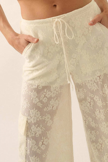 Light as Air Floral Lace Drawstring Cargo Pants