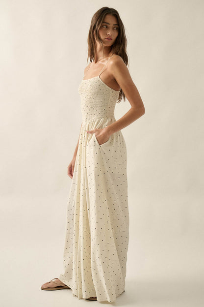 Spot On Polka Dot Smocked Wide-Leg Jumpsuit