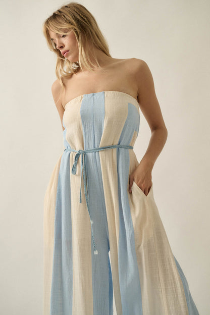 Ready to Flow Colorblock Gauze Strapless Jumpsuit
