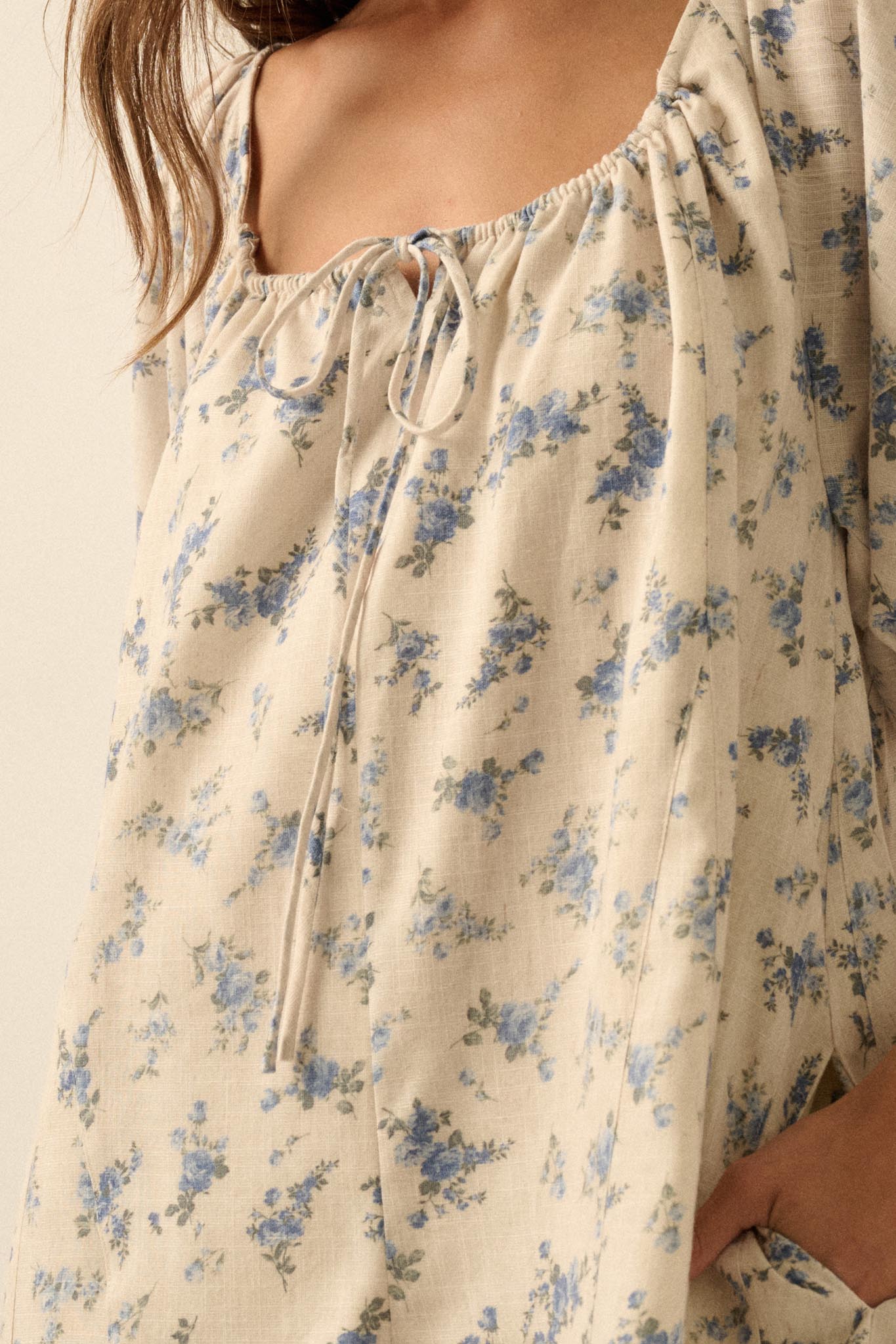 Simply Beautiful Floral Puff-Sleeve Babydoll Romper