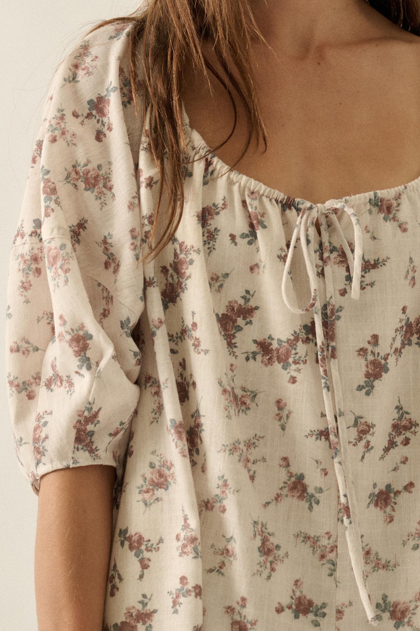Simply Beautiful Floral Puff-Sleeve Babydoll Romper