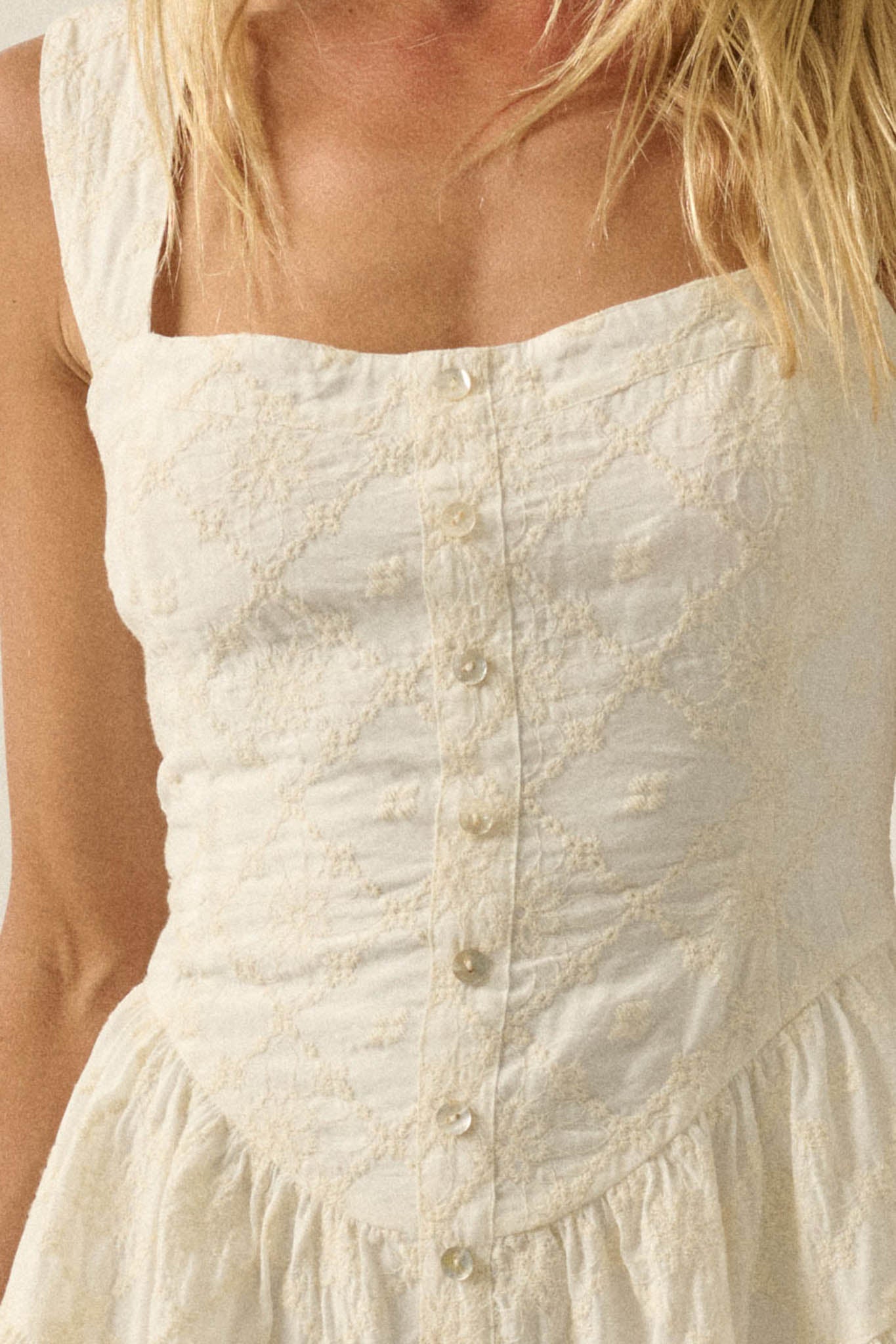 Flirty Blooms Embroidered Tiered Ruffle Romper