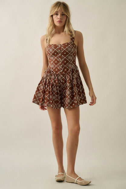Flirty Blooms Embroidered Tiered Ruffle Romper