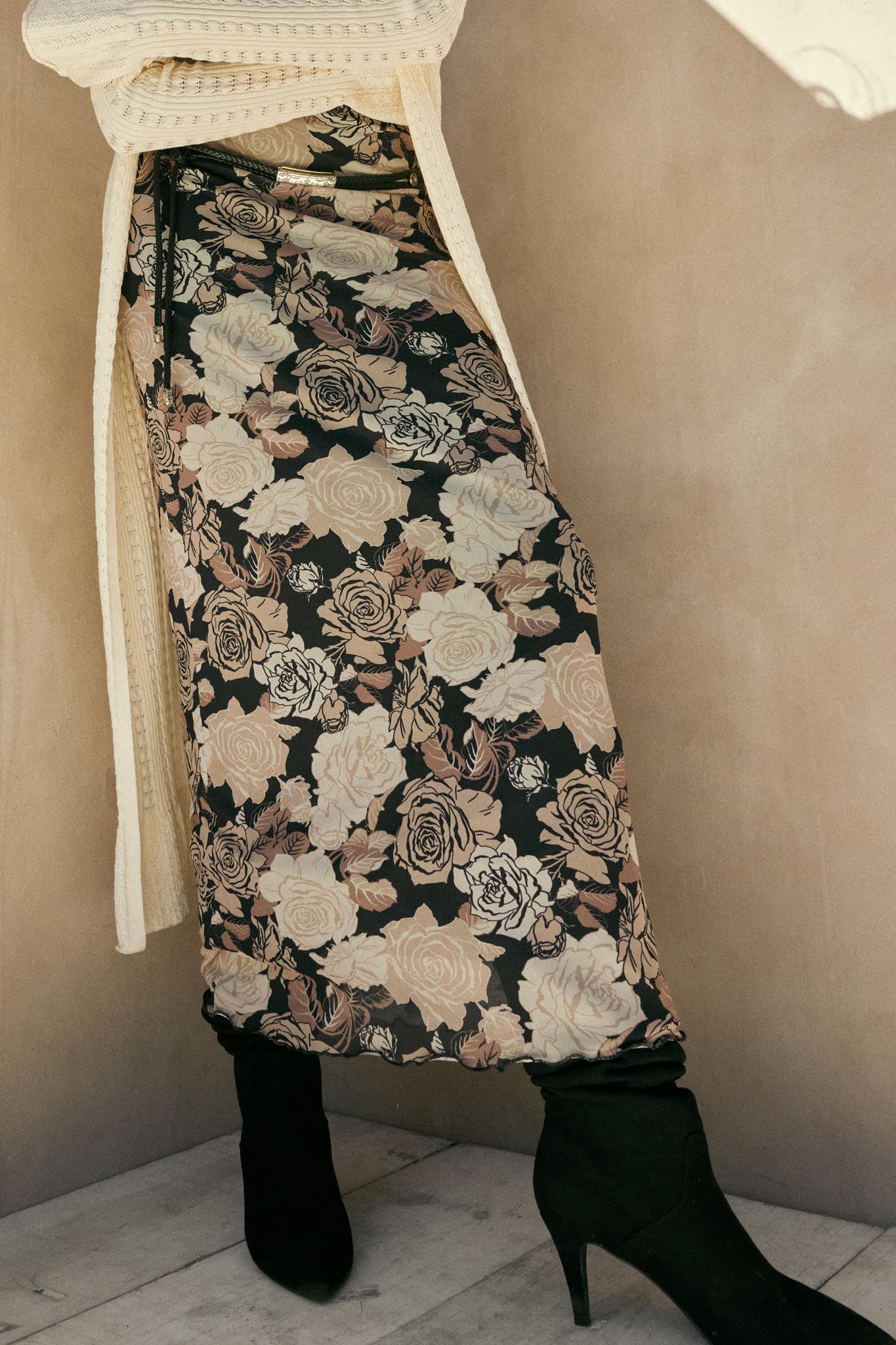 Evening Blooms Floral Mesh Maxi Skirt