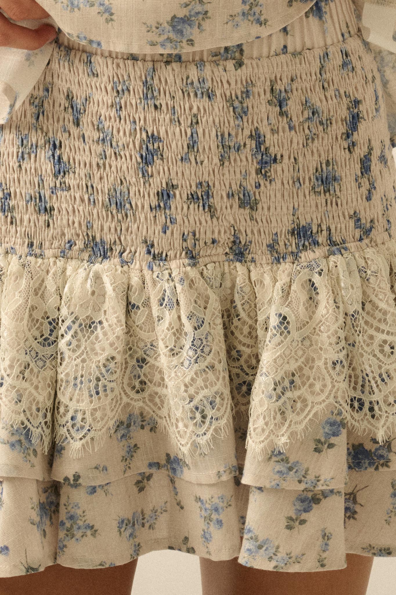 Beautiful Day Floral Drop-Waist Ruffle Mini Skirt