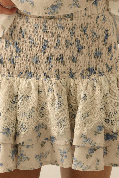 Beautiful Day Floral Drop-Waist Ruffle Mini Skirt