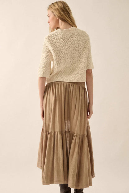 Billowing Breeze High-Low Tiered Ruffle Maxi Skirt