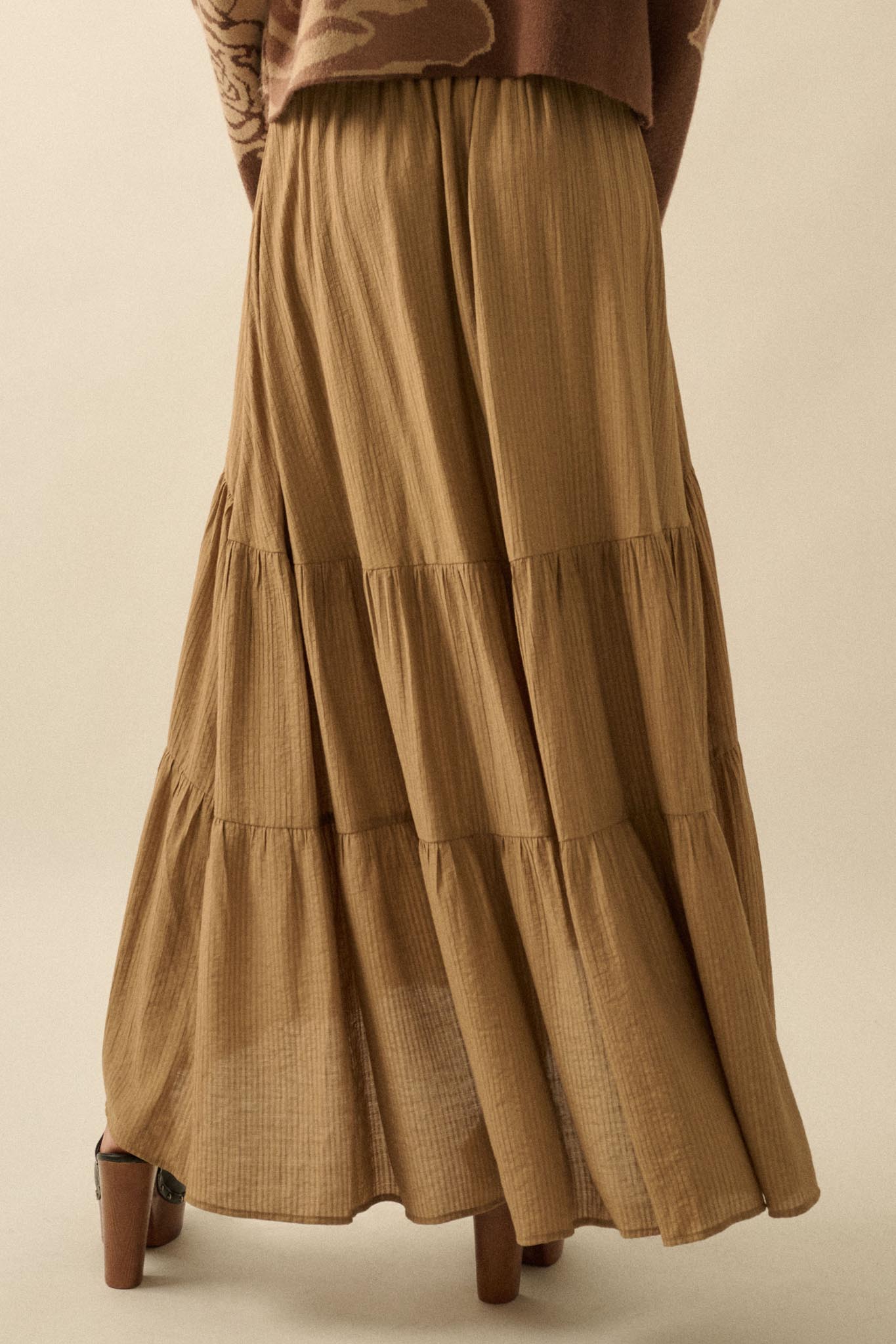 Love You So Button-Front Tiered Ruffle Maxi Skirt