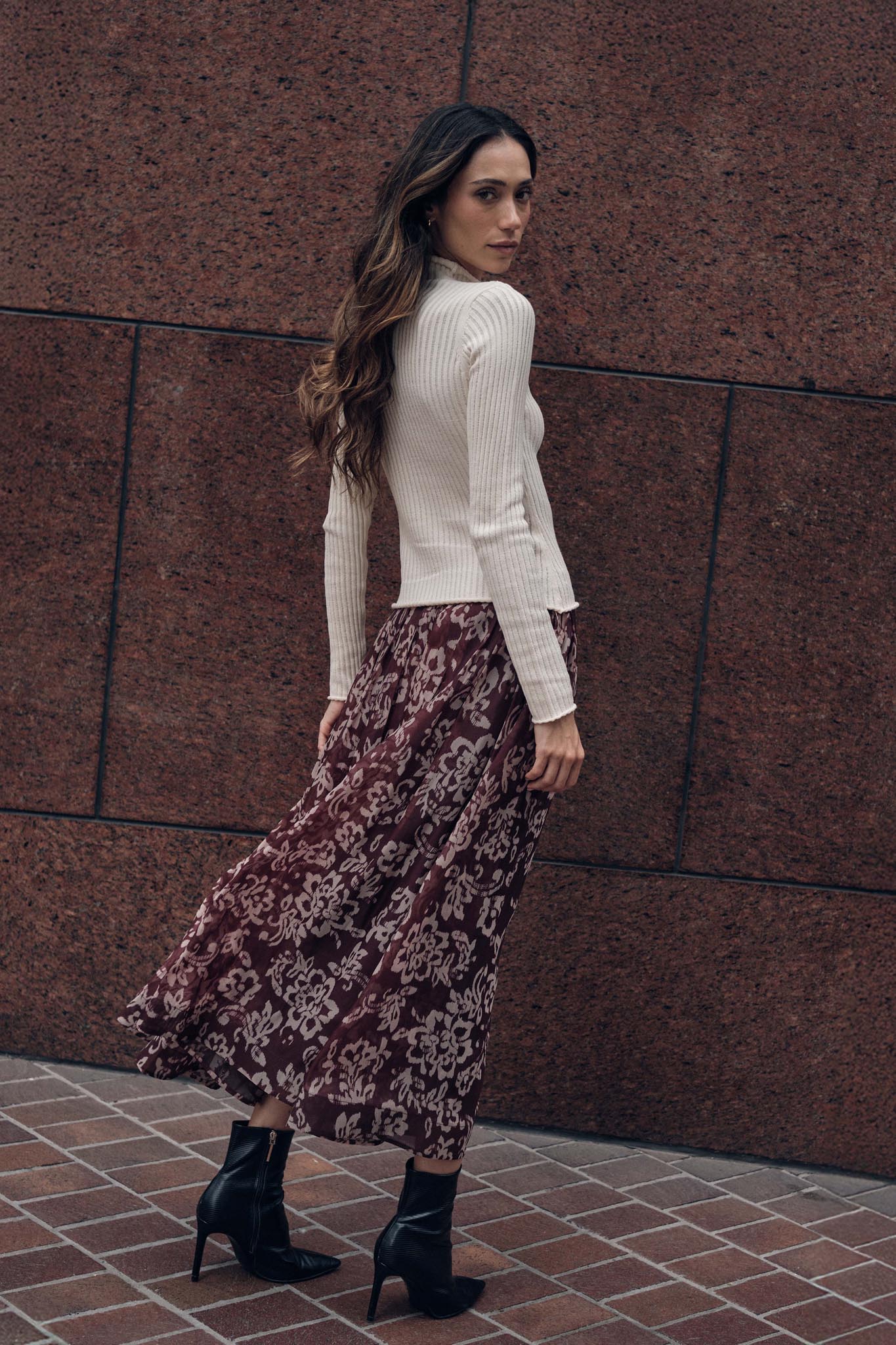 Blooming Grace Floral Organza Circle Midi Skirt