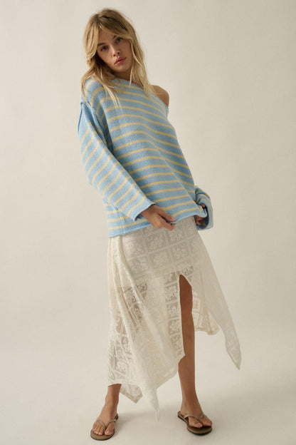 Free Your Soul Floral Lace Handkerchief Midi Skirt