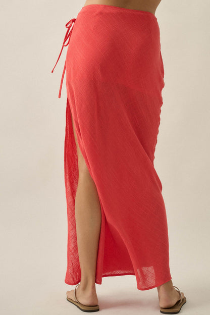 Living Easy Cotton Gauze and Lace Wrap Maxi Skirt