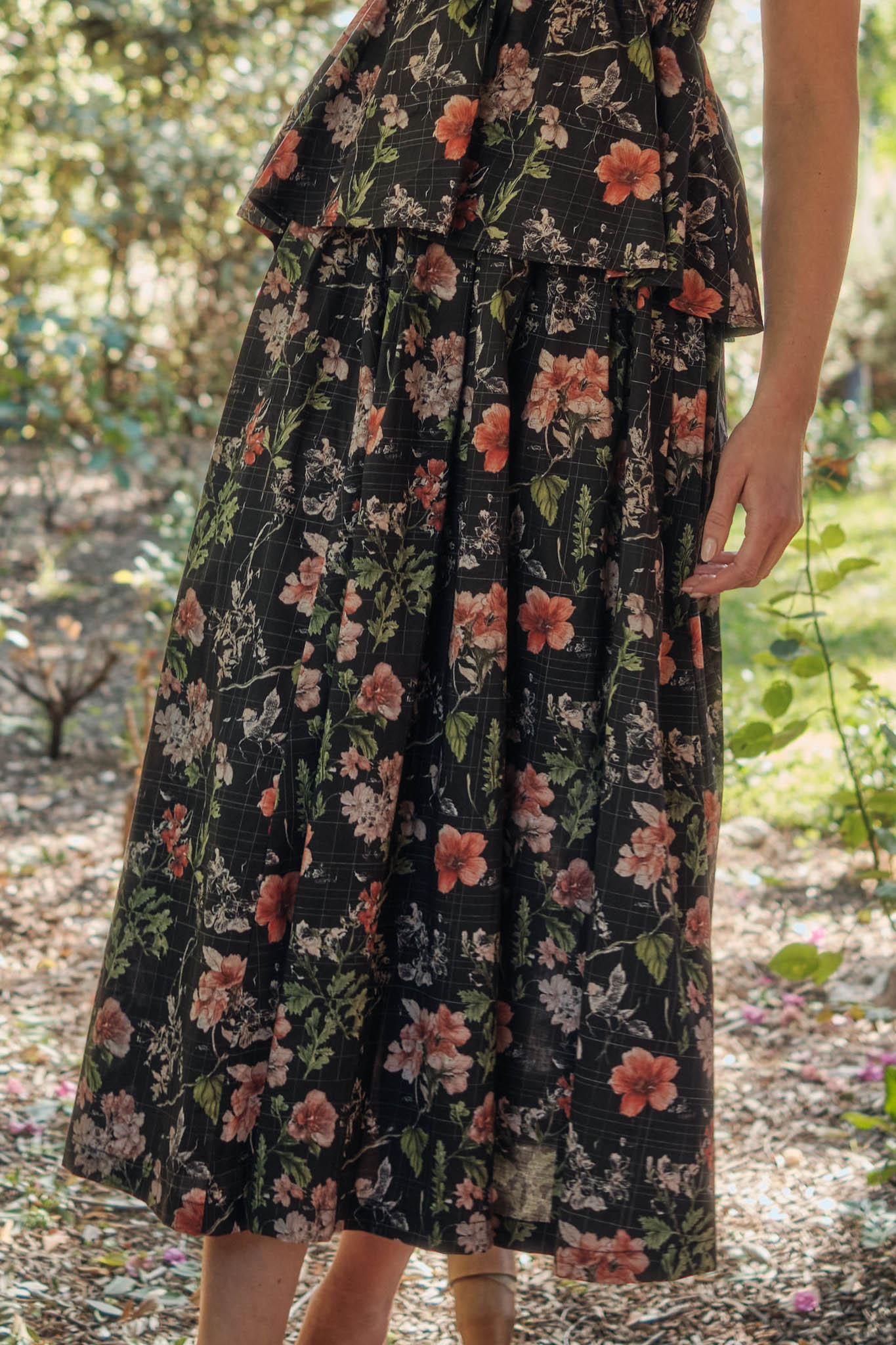 Beautiful Bouquet Floral-Print Pleated Midi Skirt