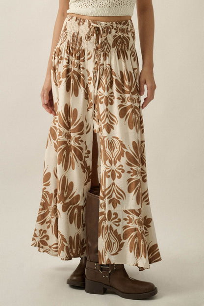 Grand Design Ornate-Print Button-Front Maxi Skirt