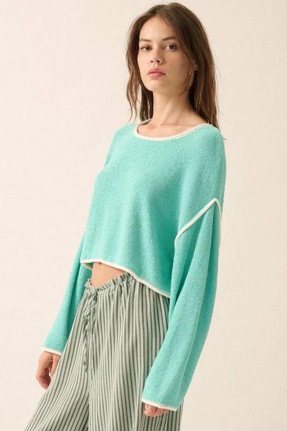 Cuddle Party Cropped Exposed-Seam Sweater