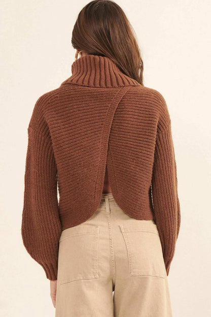 Back to You Surplice-Back Turtleneck Sweater