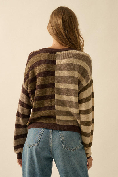 Double Feature Colorblock Striped Knit Sweater